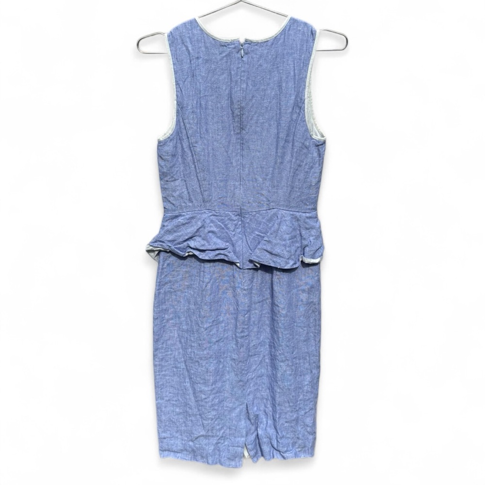 J.Crew Blue Linen Peplum Sheath Mini Dress Size 2 - Picture 3 of 5